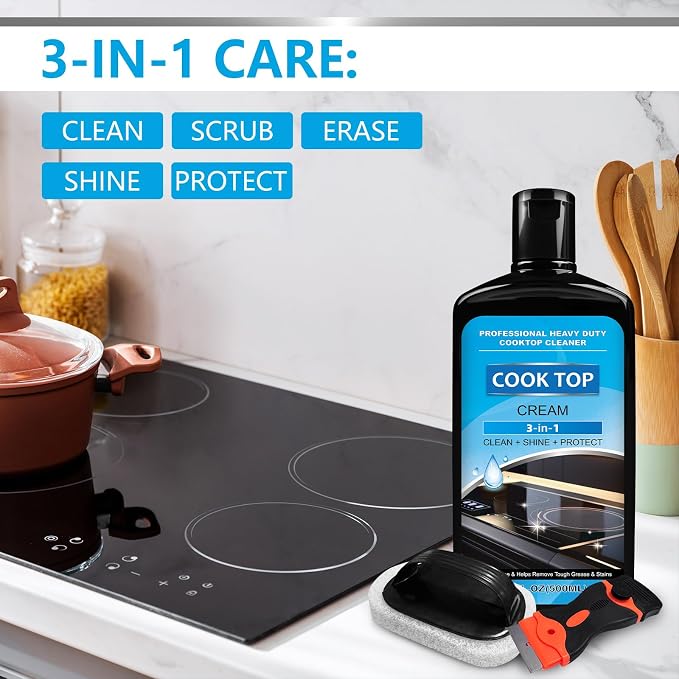 Cooktop and Stove Top Cleaner Kit, Glass Cooktop Cleaner Combo Kit - Image 8
