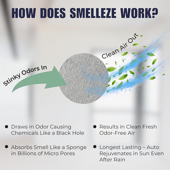 SMELLEZE Ultimate Odor Removal Bundle – 2 lb. Granules + 1 Reusable Pouch | - Image 4
