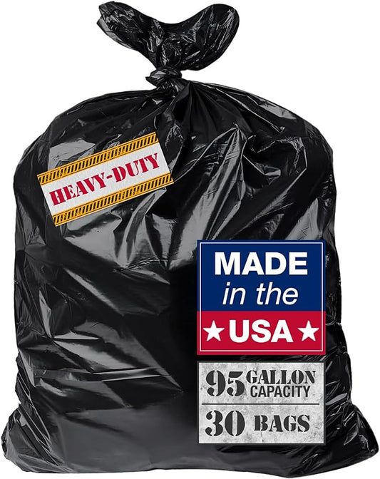 95–96 Gallon Heavy Duty Trash Bags – 30 Count Large Black Garbage Bags by Unknown