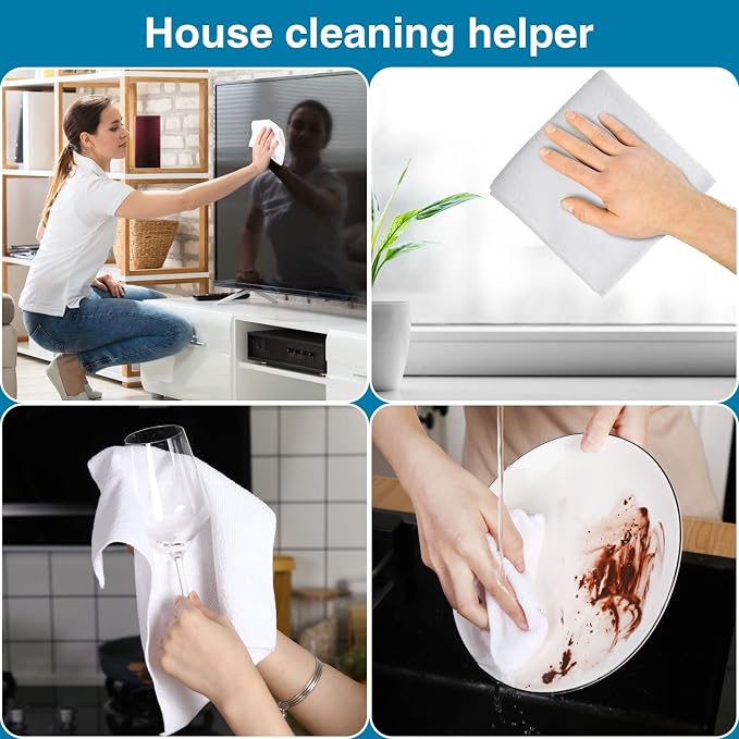 200 Pieces Microfiber Cleaning Cloths Bulk Absorbent Microfiber Towels Reusable - Image 7