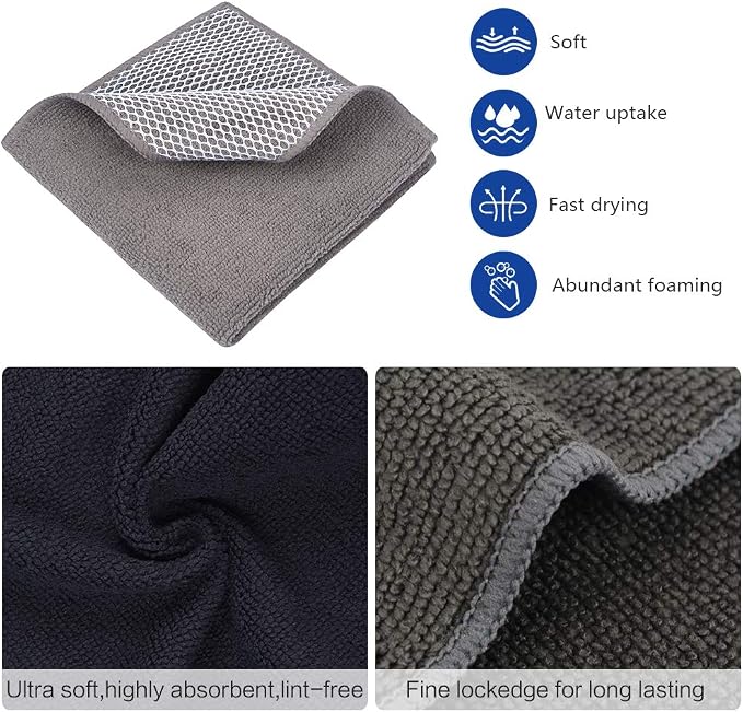 SINLAND Microfiber Dish Cloth for Wshing Dishes Dish Washing Rags Best Kitchen - Image 3