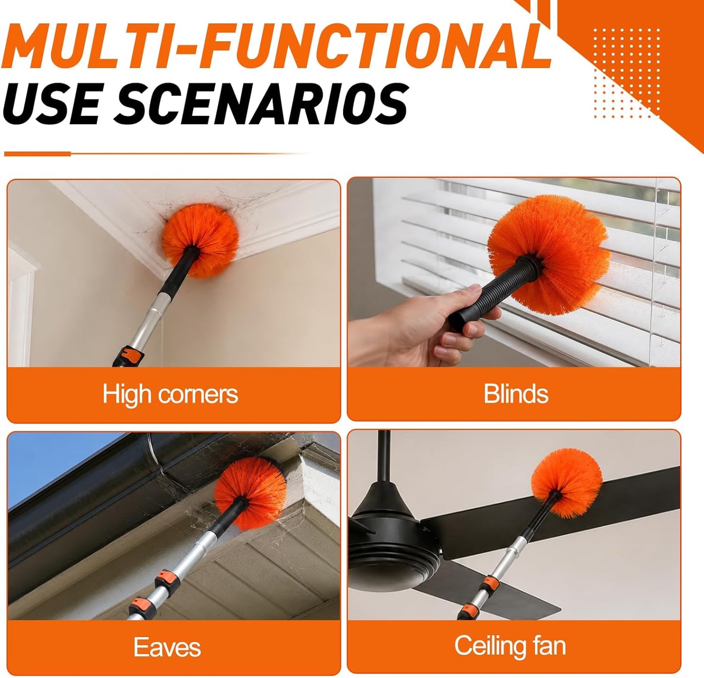 LAANPOLE Cobweb Duster, Spider Web Brush for Cleaning, Professional Ceiling and Corner Dusters for Outdoor Indoor Use