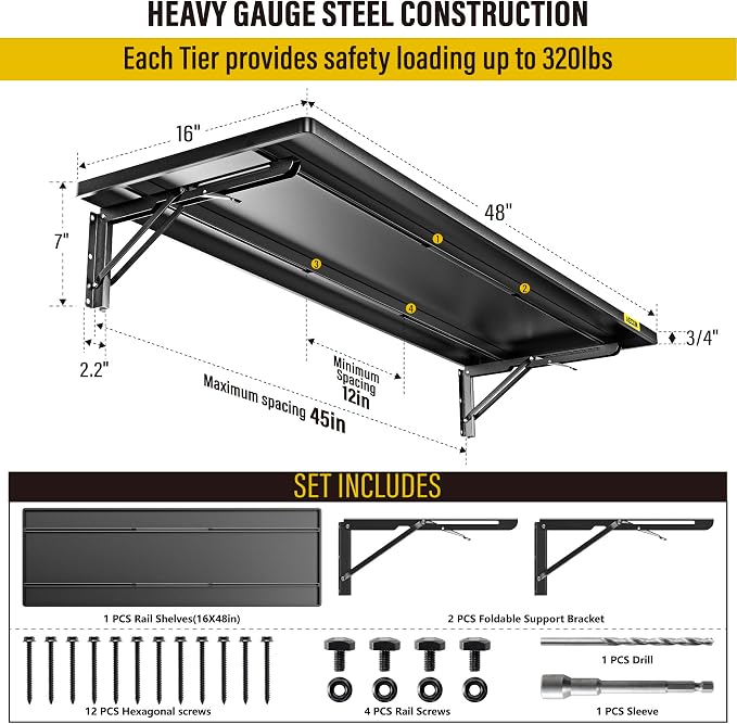 1.3x4ft Adjustable Rail Type Folding Storage Rack Shelf, Suitable - Image 3