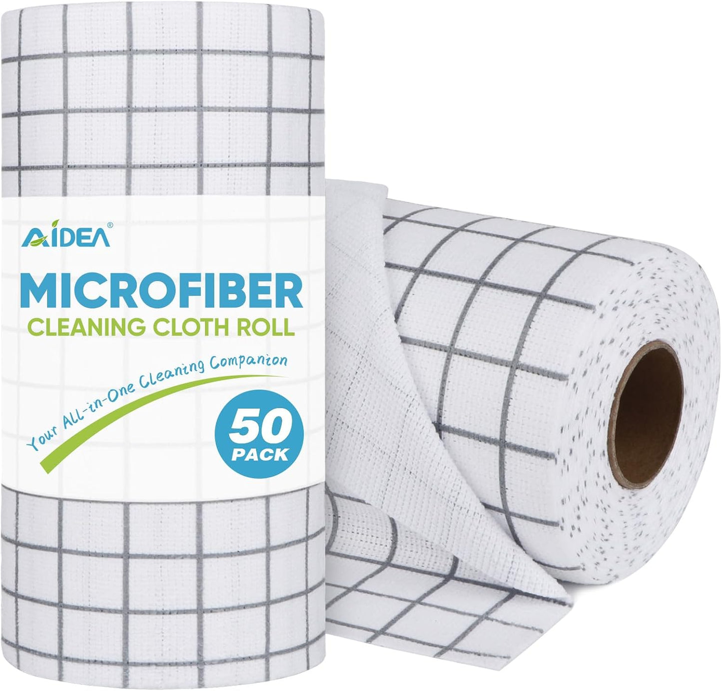 AIDEA Microfiber Cleaning Cloth Roll-50PK, Reusable Paper Towels 11.5×11.5" | Microfiber Kitchen Towels, Microfiber Towels Tear Away Cloth, Lint Free Rags for House, Window, Cleaning Supplies