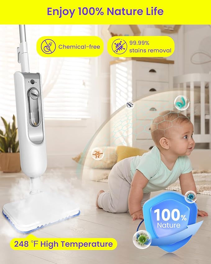 Steam Mop for Floor Cleaning, Effortless Ergonomic Design Floor Steamer for - Image 6