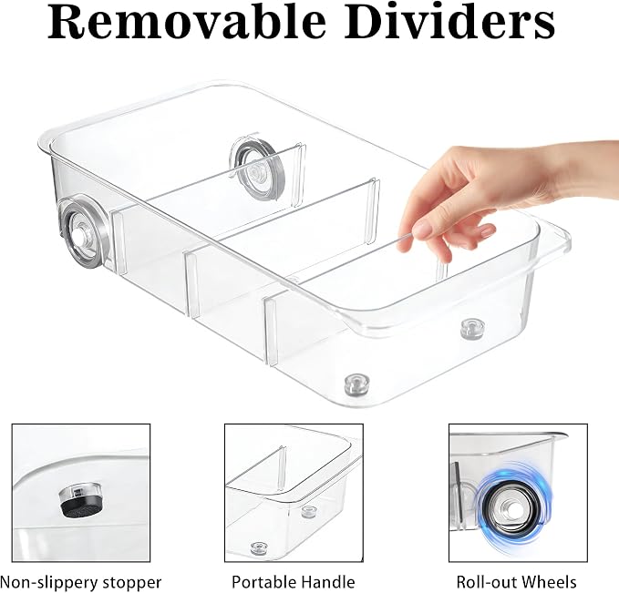 MineSign 2Pack Roll Out Fridge Caddy Bins Pull Out Drawer - Image 4