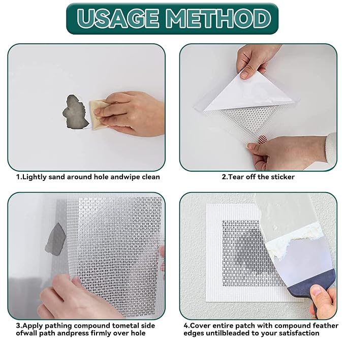 Drywall Patch Kit, 2/4/6/8 inch Self Adhesive Fiberglass Wall Hole Patch Kit - Image 3