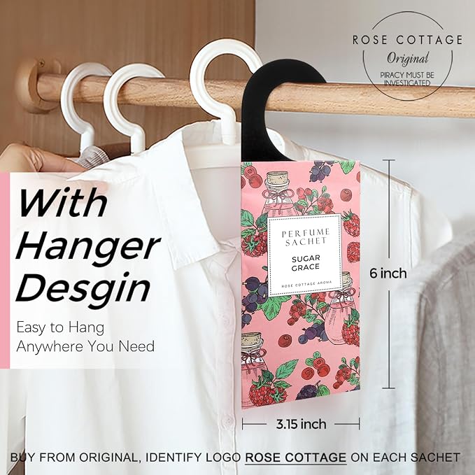 ROSE COTTAGE Large 12 Packs Sugar Grace Hanging Closet Deodorizer Air Freshener - Image 5