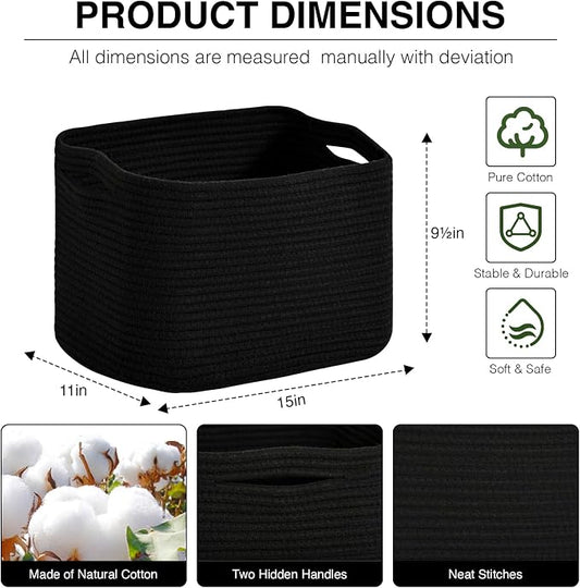 Woven Cotton Rope Storage Basket - Image 2