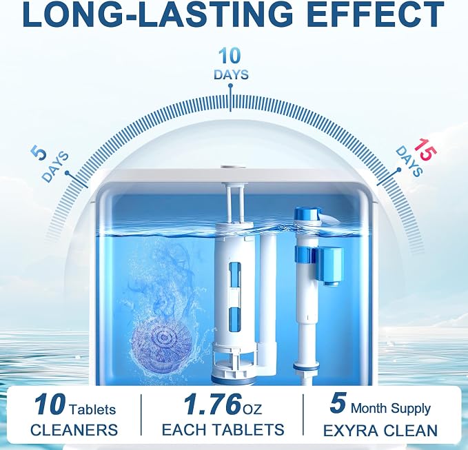 Toilet Bowl Cleaners, Automatic Toilet Bowl Cleaner Tablets Blue Gel Powerful - Image 5