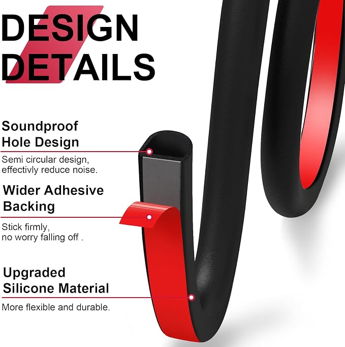 【New Upgrade】 Silicone Door Weather Stripping Door Seal Strip, 19.7 Feet - Image 4