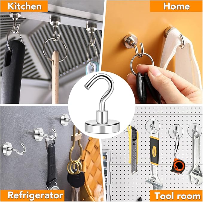 MIKEDE Magnetic Hooks, 40Lbs+ Heavy Duty Magnet Hooks - Image 7