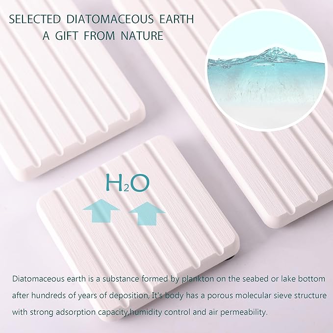 Set of 4 Water Absorbent Diatomite Coasters, Diatomaceous Earth Kitchen Soap - Image 2