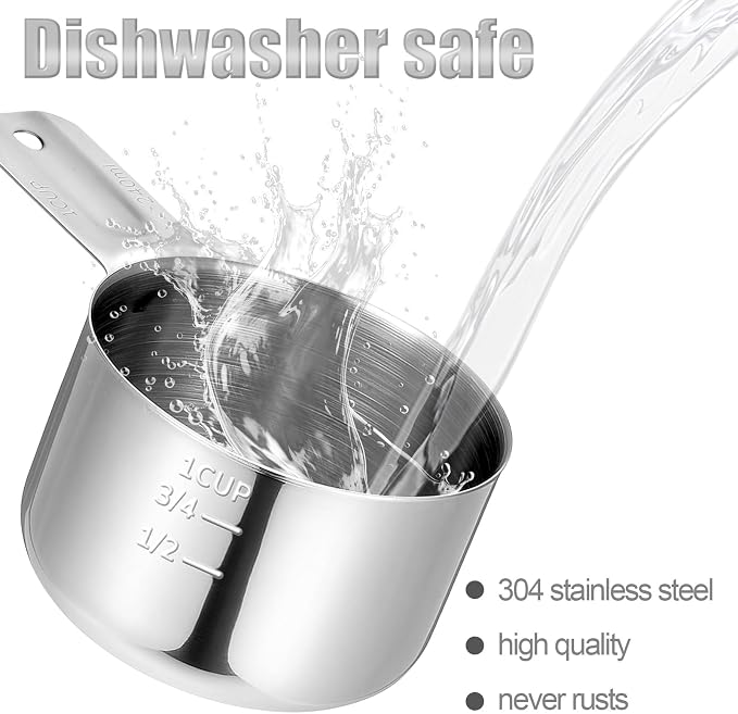 Stainless Steel Measuring Cup, 1 Cup Rice Measuring Cups, Single Measure Cups - Image 3
