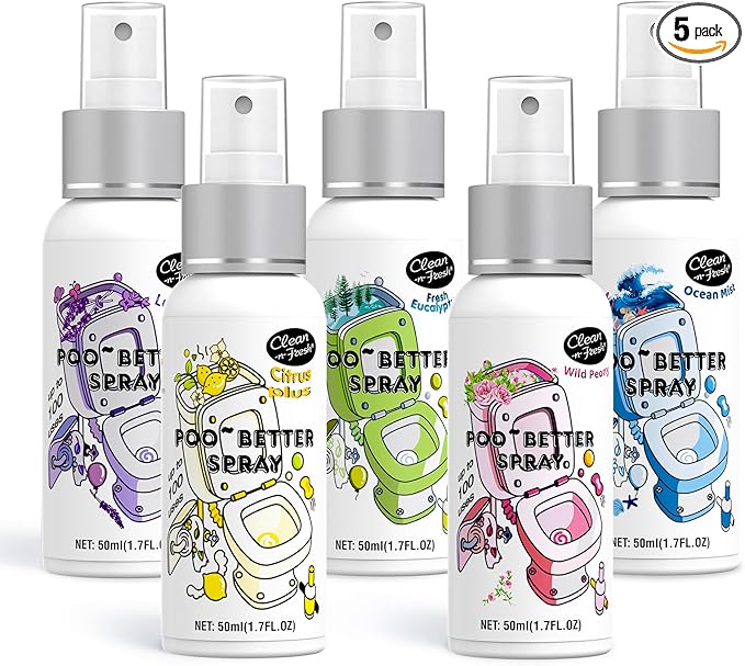 Clean-n-Fresh Toilet Spray 8.5 Fl Oz, Travel Size Variety 5 Pack by Clean-n-Fresh