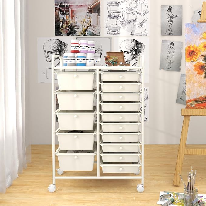 GOFLAME 15-Drawer Rolling Storage Cart, Utility Cart - Image 8
