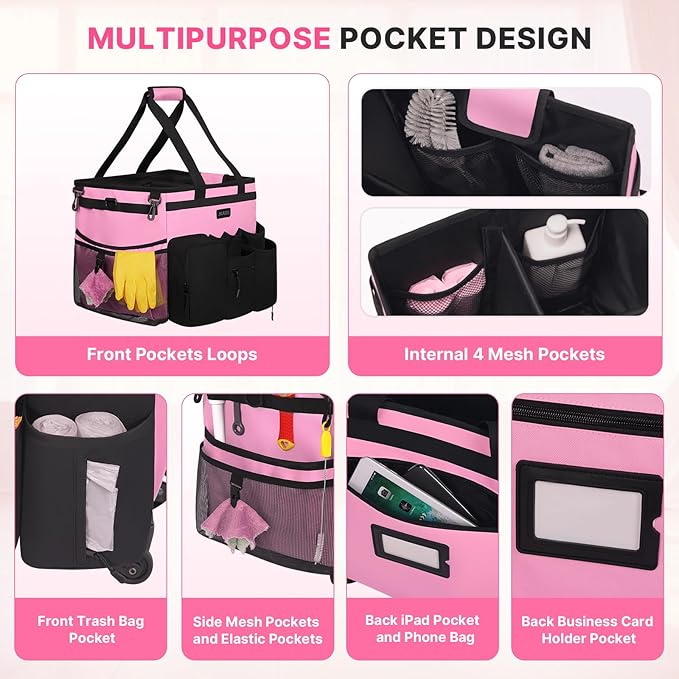 Large Rolling Cleaning Caddy Bag - Image 5