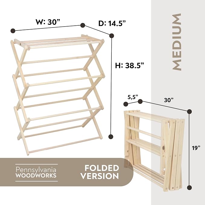Pennsylvania Woodworks Premium American Maple Clothes Drying Rack - Image 5