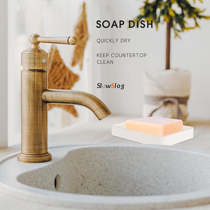 2 Pack Diatomite Soap Trays, Fast Drying Stone Soap Dishes, Natural - Image 4
