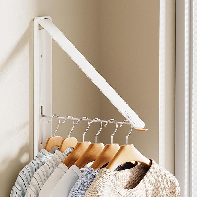Clothes Drying Rack, Laundry Room Wall Mounted Retractable Clothes Hanger by Unknown