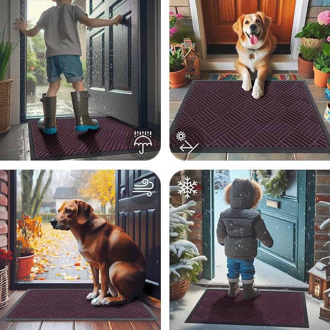 Smiry Front Door Mat Outside Entrance, Heavy Duty Outdoor Indoor Mat, Natural - Image 7
