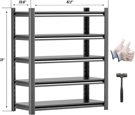 3pieces Garage Shelving, 5 Tier 72"X47.2"X23.6"Inches, Storage Shelves Heavy - Image 2