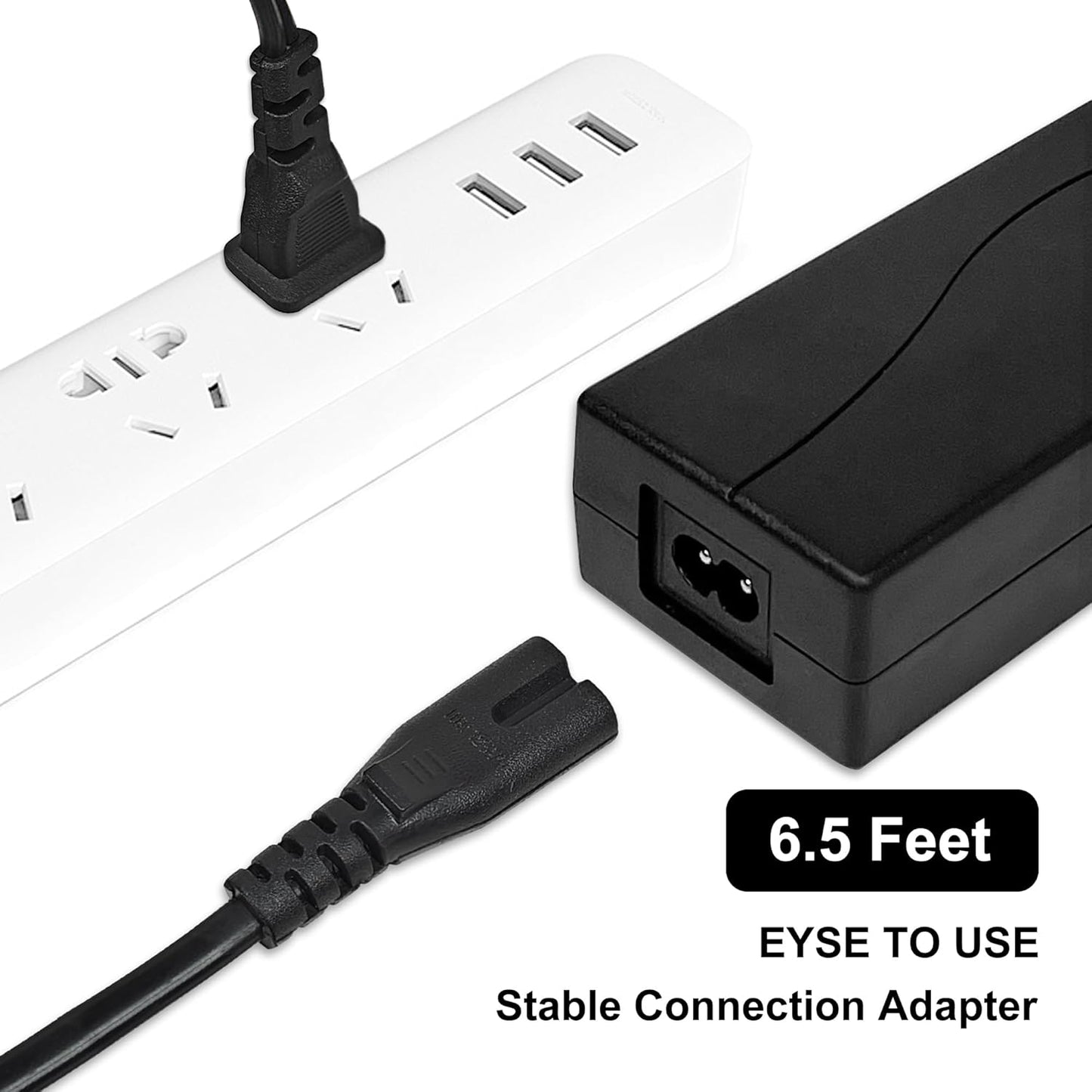 6.6Ft AC Power Cord for Electric Recliner, power supply cord replacement Okin, Limoss, Lazboy, Pride, Berkline electric chair lift, electric scooter, adjustable bed parts, 2 Prong US Plug cable
