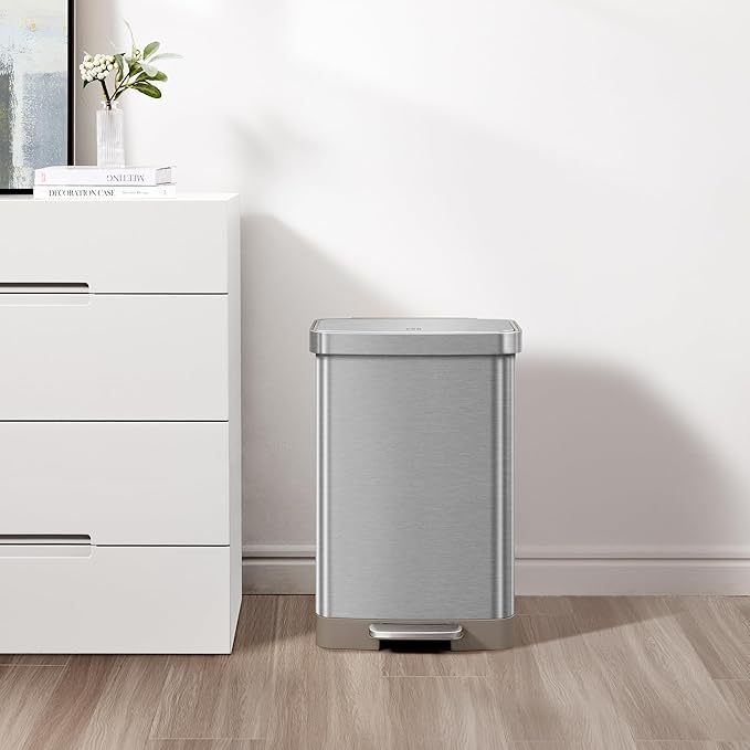 EKO Hudson Matte Stainless 50 Liter/13.2 Gallon Step Trash Can - Image 3