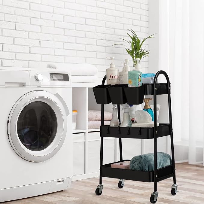 danpinera 3-Tier Rolling Cart, Metal Rolling Storage Cart - Image 9
