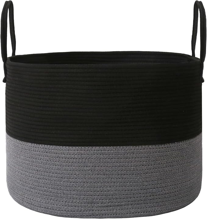Woven Blanket Basket, 115L Large Rope Storage Bin by JMvicyroam