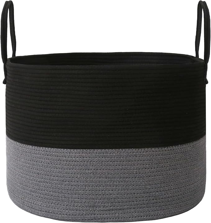 Woven Blanket Basket, 65L Large Rope Storage Bin by JMvicyroam