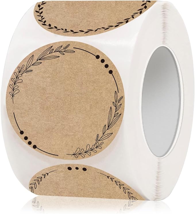 2" Brown Label Stickers for Jars and Lids, Kraft Sticker Labels for Pantry by STARLIBOO