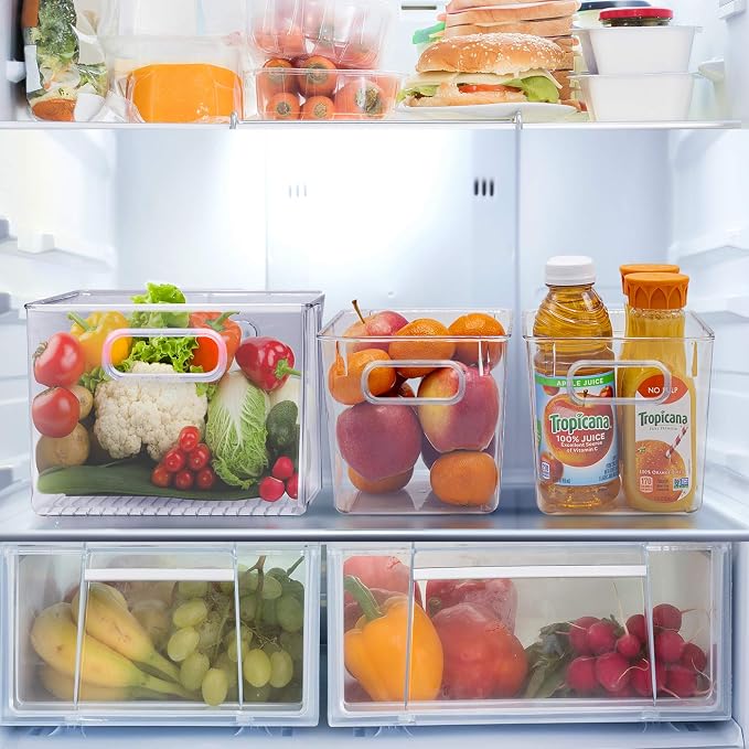 Sorbus 2 Pack Medium Clear Plastic Storage Bins, Refrigerator, Under Sink - Image 6