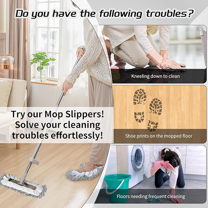 Mop Slippers Socks Floor Cleaning, Microfiber Shoe Covers dust Washable Reusable - Image 5