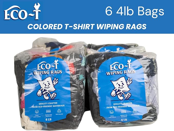 6 x 4 Lb Bags Eco-T Mechanic Shop Rags - Image 2