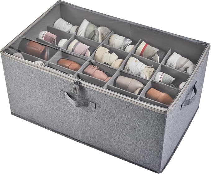 Shoe Storage Organizer for Closet, Shoe Box Organizer, Space Saving Foldable by Berdeng