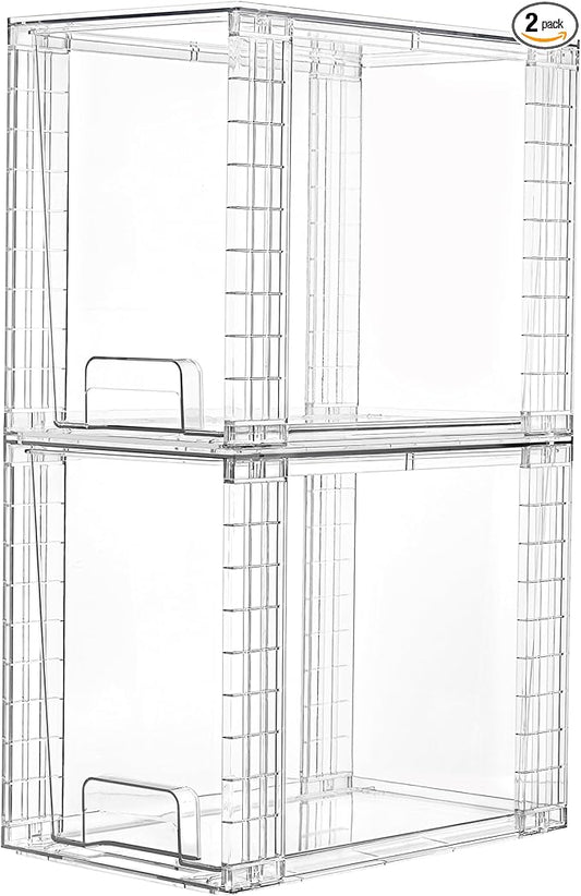 Vtopmart 2 Pack Clear Stackable Storage Drawers, 9.7" High Plastic Organizers by Vtopmart