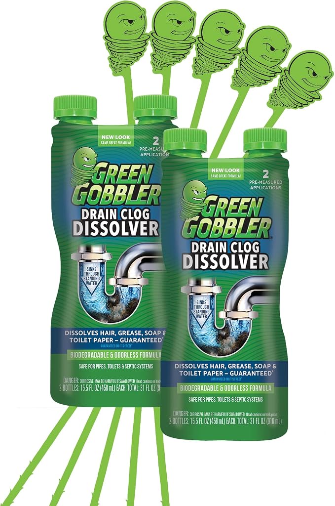 Green Gobbler Liquid Hair Drain Clog Remover, by GreenGobbler