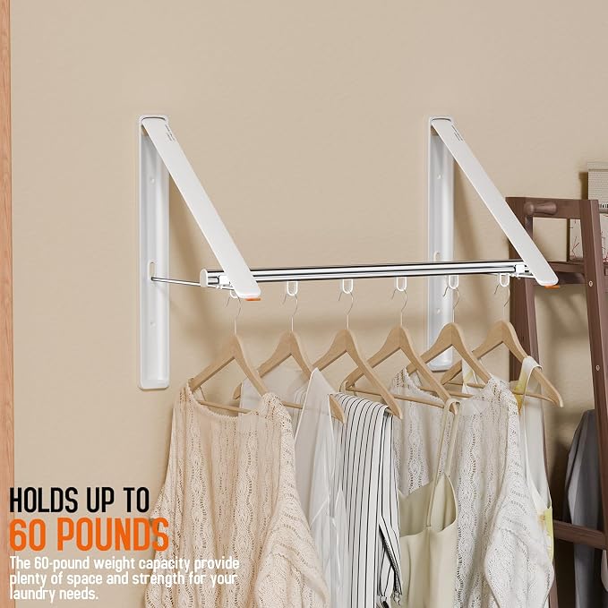 Clothes Drying Rack Retractable, Wall Mounted Clothes Hanger Rack - Image 3