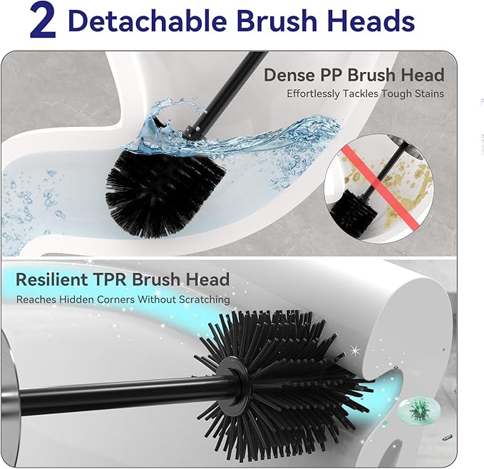 DOWRY Stainless Steel Freestanding Toilet Bowl Brush and Holder - Image 3