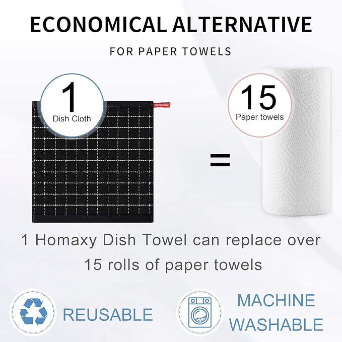 Homaxy 100% Cotton Terry Kitchen Dish Cloths, Ultra Soft and Absorbent Dish - Image 7