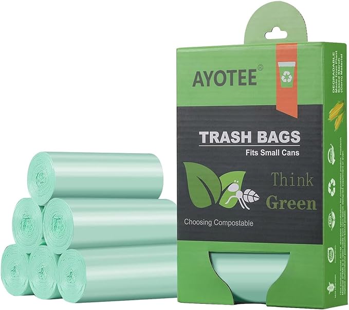 1.2 Gallon Small Trash Bags Garbage Bags, AYOTEE Mini Compostable Strong by AYOTEE