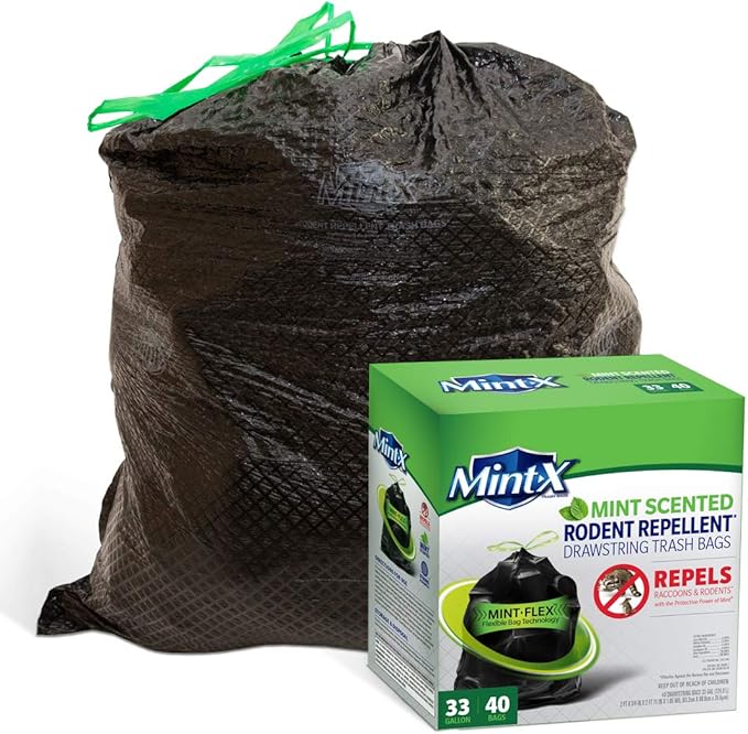 Mint-X Rodent Repellent Outdoor Home and Industrial Trash Bags by Mint-X