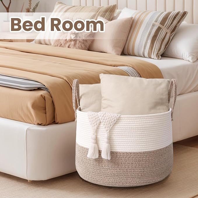 Woven Blanket Basket, 115L Large Rope Storage Bin - Image 6