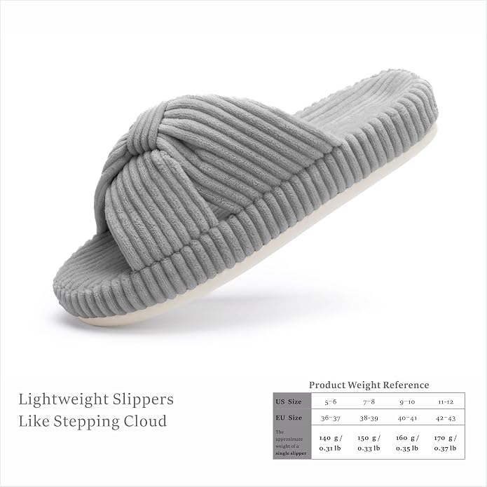 Chantomoo Slippers for Women Memory Foam House Bedroom Corduroy Bow Crossbands - Image 3