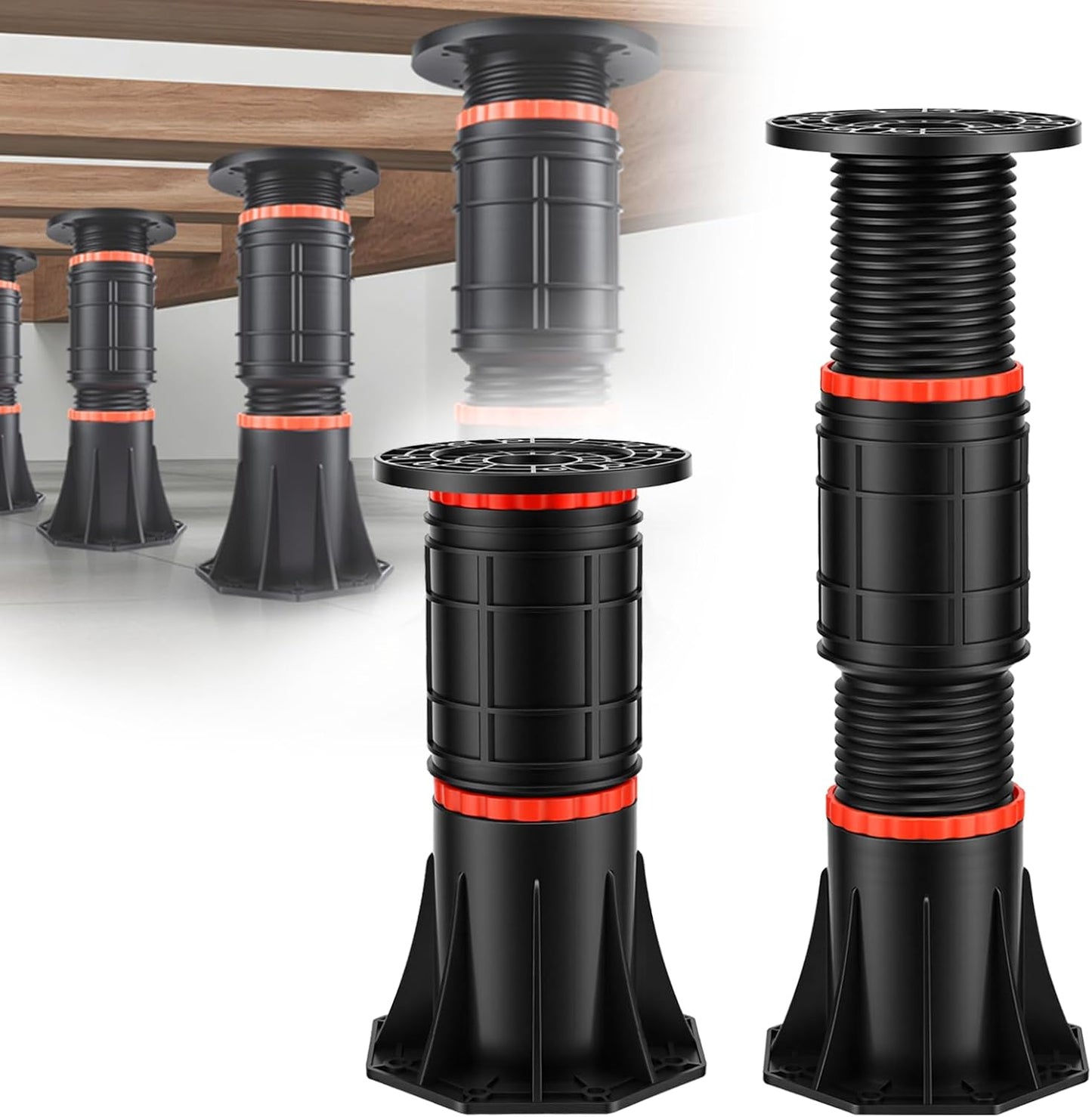 LOSCHEN 2 PCS Adjustable Bed Support Legs 8.4-13.5 Inch, Heavy Duty Bed Frame Center Support Legs for Bed Slats/Platform Bed,Bed Support Reinforcement Parts Bed Slats Support Leg Bed Replacement Legs