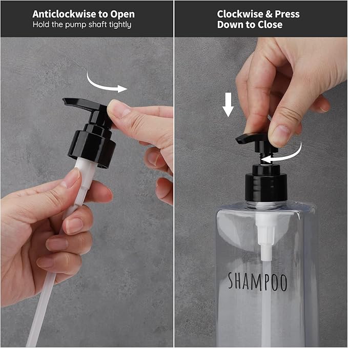 Segbeauty Clear Square Shampoo Bottles, 500ml Empty Reusable Bathroom Shower - Image 5