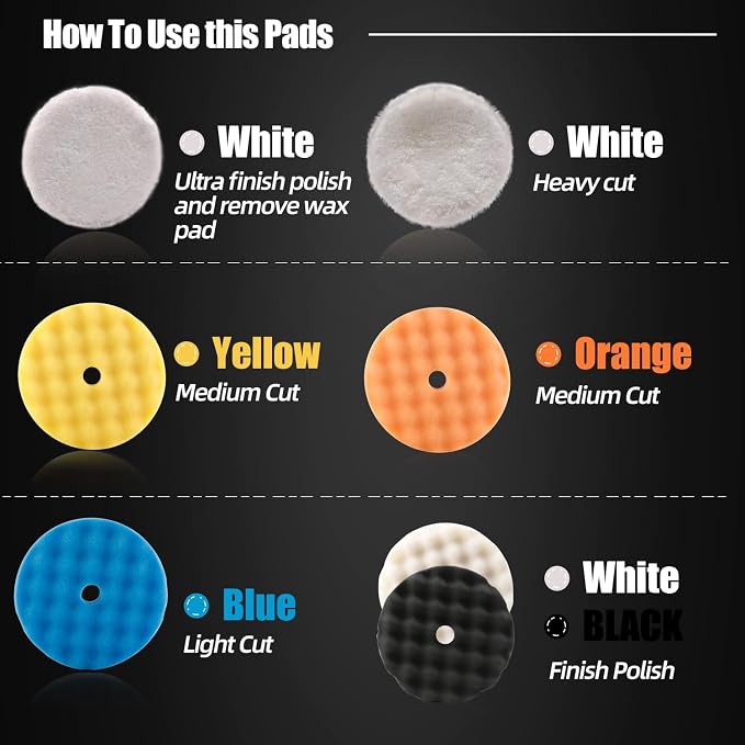 Buffing Polishing Pads, ZFE 7Pcs 6" Waffle Foam Buffing Pads Polishing Pads - Image 4