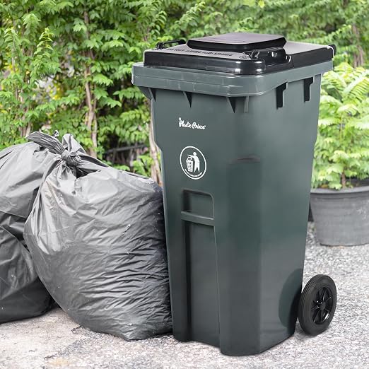 32 Gallon Trash Can with Wheels Outdoor Recycling Bin with Lid and Wheels Heavy - Image 5