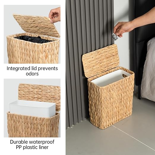 3 Gallon Wicker Trash Can, Small Bathroom Trash Can - Image 2
